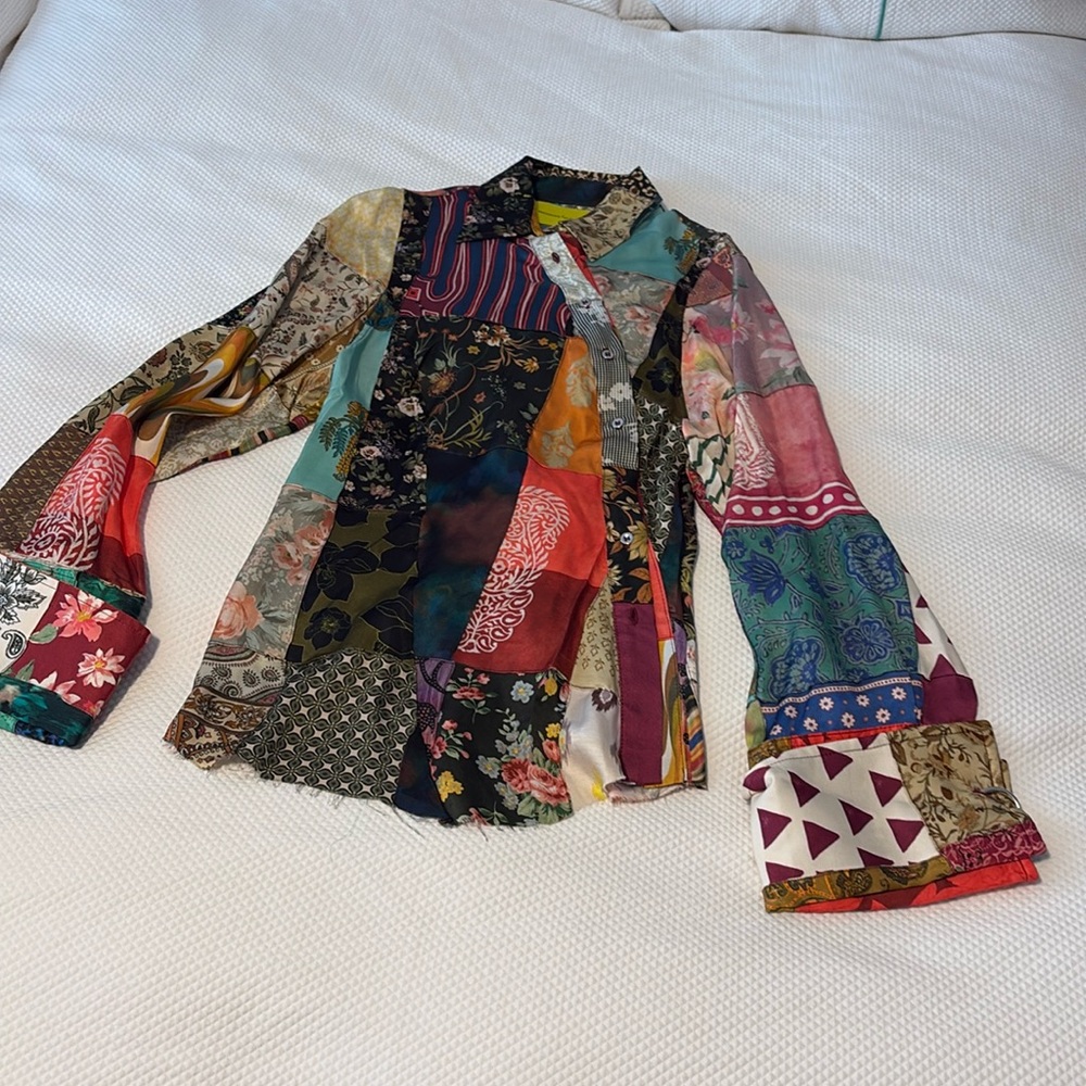 Marques Almeida Patchwork silk shirt- us 4